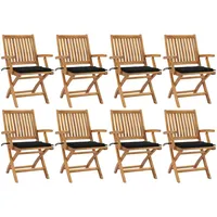 VidaXL Klappbare Gartenstühle mit Kissen 8 Stk. Massivholz Teak