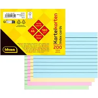 IDENA Karteikarten A6, 200 Stück liniert, Lernkarten aus 180