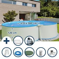 Waterman Stahlwandpool Setachtform 470x300x120cm, Stahl 0,4mm weiß Folie 0,4mm