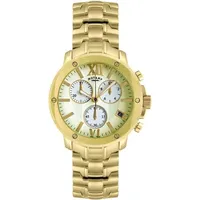 Rotary Herrenuhr Chrono Edelstahl Gold Zifferblatt römisch Datum GB02839/03