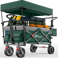 TRESKO TRESKO® Bollerwagen Faltbar mit Dach Grün, Kühlfach &