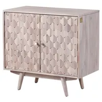 MASSIVMOEBEL24.DE Kommode Akazie 80x42x75 weiß lackiert MOSAYK #213