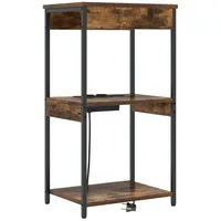 VidaXL Nachttisch mit Ladestation mit Regal Räuchereiche Holzwerkstoff