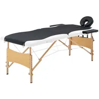 VidaXL Massageliege Klappbar 2-Zonen mit Holzgestell Schwarz und Weiß