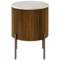 MASSIVMOEBEL24.DE Esszimmertisch Ø 40 x 52 cm braun lackiert