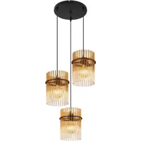 GLOBO Pendelleuchte 3-flg. 47 cm rund amber, Metall, Glas