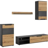 Xonox.home Wohnwandkombination Cajak 4tlg. 246x182x37 cm in Korpus Basalt