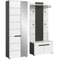 Möbel Kraft Canu Garderobenschrank 160x190x37 cm grau, weiß