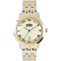 Rotary Herrenuhr Quarz Edelstahl bicolor goldenes Zifferblatt römisch Datum