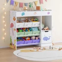 [en.casa] Kinderregal Søndreland 80x90x30 cm mit Aqua Dream Motiv