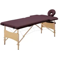 VidaXL Massageliege Klappbar 2-Zonen mit Holzgestell Bordeaux-Lila