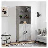 VidaXL Highboard Betongrau 69,5x34x180 cm Holzwerkstoff