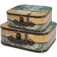 HMF VKO206 Vintage Koffer aus Holz, 2er Set Versch.