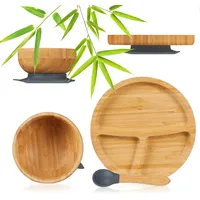Relaxdays Kindergeschirr mit Saugnapf, 3-TLG. Set, Teller, Schale &