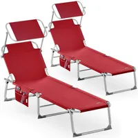 CASARIA Sonnenliege Ibiza 2er-Set Rot Alu mit Sonnendach
