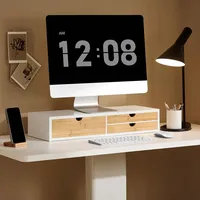 SoBuy Monitorständer mit 3 Schubladen Monitorerhöhung für Schreibtisch 60x11x22cm