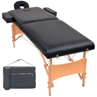 VidaXL Massageliege 2-Zonen Klappbar 10 cm Sitz Schwarz