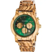 HOLZKERN Herrenuhr Chronograph Blätterdach Zebrano/Marmor
