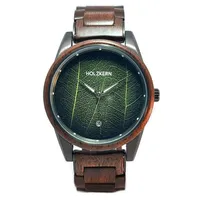 HOLZKERN Herren-Armbanduhr Edisto Walnuss/Blatt