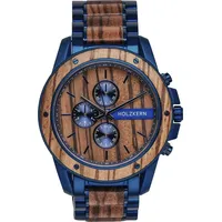 HOLZKERN Herren-Chronograph Quarz Gareth Zebrano