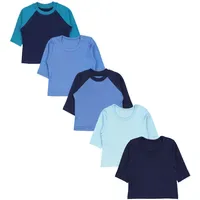 TupTam Baby Jungen Langarmshirt 5er Set, Farbe: Reglan blau
