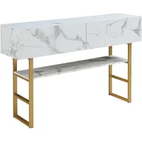 [en.casa] Konsolentisch, Varberg 75x120x30 cm Marmoroptik, weiß