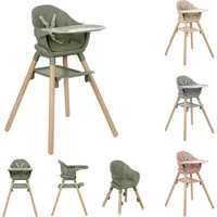 KIKKABOO Kinderhochstuhl Woody 3 in 1 Holzbeine Kinderstuhl Fußstütze