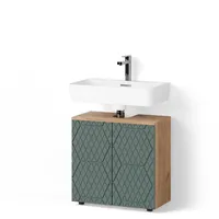 Livinity Livinity® Waschbeckenunterschrank Ronco, Grün/Goldkraft Eiche, 60 x 59