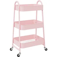VidaXL Aufbewahrungswagen 3 Etagen Rosa 42x41,5x77 cm Stahl
