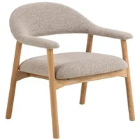 Actona Loungestuhl ADDI, Beige Braun Boucléstoff Eichenholz massiv