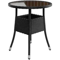Juskys Yoro Polyrattan Gartentisch rund Ø 60 cm Schwarz