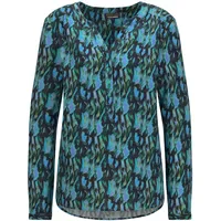 GOLDNER Florale Druckbluse mit V-Ausschnitt petrol 23