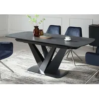 Mendler Esstisch HWC-J73, Tisch Esszimmertisch Ausziehtisch, Marmor-Optik Edelstahl Keramik