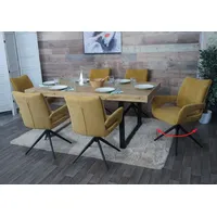 Mendler Esszimmerstuhl HWC-O78 Stoff senfgelb 6er Set