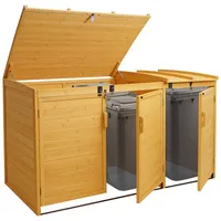 MCW XL 3er-/6er-Mülltonnenverkleidung MCW-H75b, Mülltonnenbox, erweiterbar 138x207x105cm Holz MVG-zertifiziert