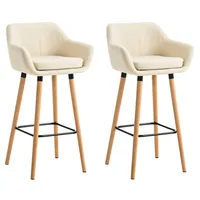 CLP 2er Set Barhocker Grant, Kunstleder creme