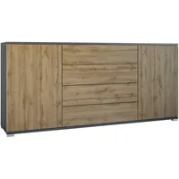 Vladon Sideboard, Eiche San Remo, Holzwerkstoff, 166.5x75.5x35 cm, Wohnzimmer,