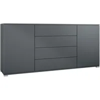 Vladon Sideboard, Anthrazit, Holzwerkstoff, 166.5x75.5x35 cm, Wohnzimmer, Kommoden &