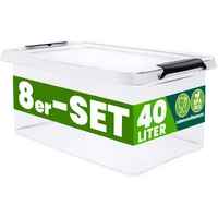 DEUBA Aufbewahrungsbox 8er-Set transparent 58x39x26cm 40L stapelbar