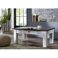 Massivmoebel24 Couchtisch Mango Akazie 110x60x45 weiß gewachst CASTLE-ANTIK #245