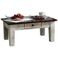 MASSIVMOEBEL24.DE Couchtisch Mango / Akazie 90x60x40 weiß gewachst CASTLE-ANTIK