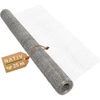 Lemodo Maschendrahtzaun verzinkt, 25x0,5 m LxH, Hasendraht für Kleintiergehege