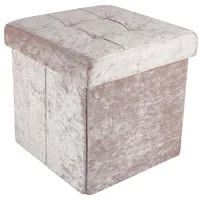 Intirilife Faltbarer Sitzhocker 30x30x30 cm in Samt Rosé -