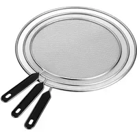 Relaxdays Pfannen Spritzschutz, 3er Set, Spritzsieb Edelstahl, ∅ 25,