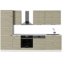 Vicco Küchenzeile Fame-Line 300 cm Eiche Paneel/Weiß