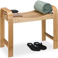 Relaxdays Badhocker mit Griffen braun