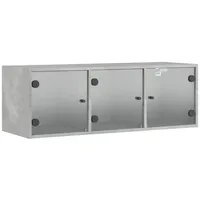 VidaXL Wandschrank mit Glastüren Betongrau 102x37x35 cm