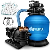 Tillvex Sandfilteranlage Pool 10 m3/h inkl. 800g Filterbälle blau