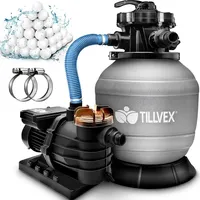 Tillvex Sandfilteranlage Pool 10 m3/h inkl. 800g Filterbälle grau