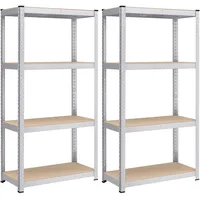 Songmics Schwerlastregal, 2er Set, verstellbare Ablagen, silbern